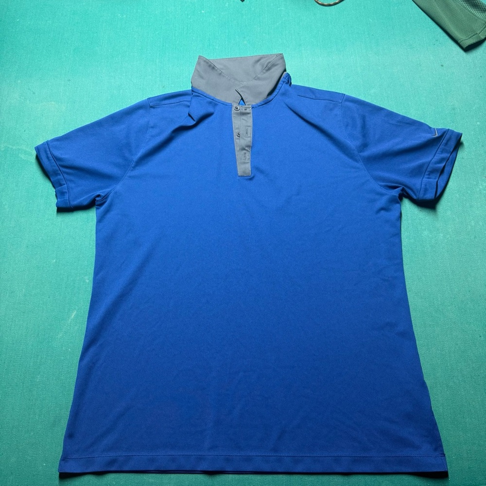 Nike Blue and Gray Men's Polo Shirt